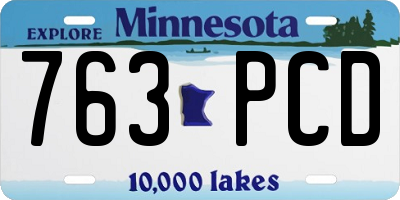 MN license plate 763PCD