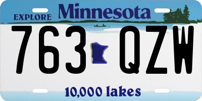 MN license plate 763QZW