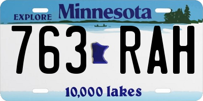 MN license plate 763RAH