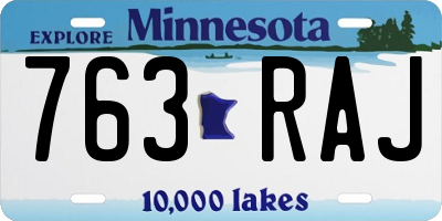 MN license plate 763RAJ
