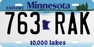 MN license plate 763RAK