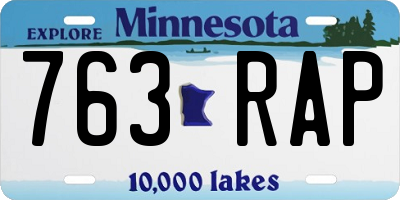 MN license plate 763RAP