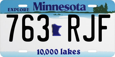 MN license plate 763RJF