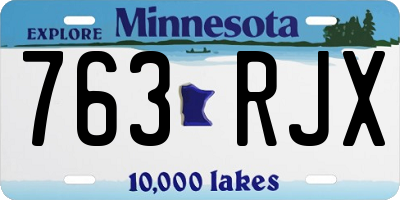 MN license plate 763RJX