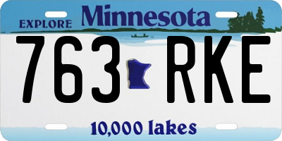 MN license plate 763RKE