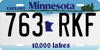 MN license plate 763RKF