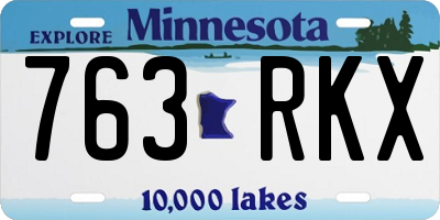 MN license plate 763RKX