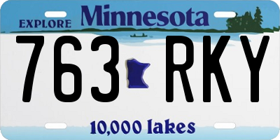 MN license plate 763RKY