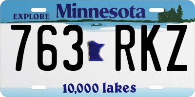 MN license plate 763RKZ