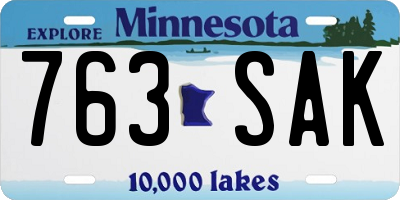 MN license plate 763SAK