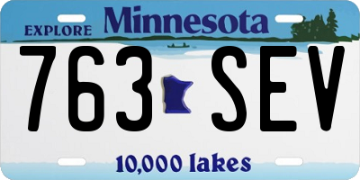 MN license plate 763SEV