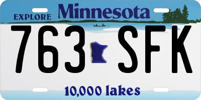 MN license plate 763SFK