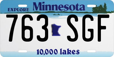 MN license plate 763SGF