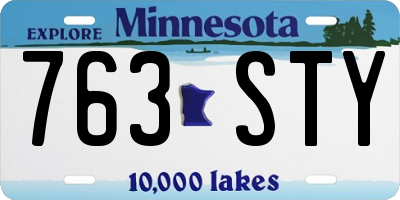 MN license plate 763STY