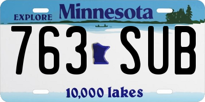 MN license plate 763SUB