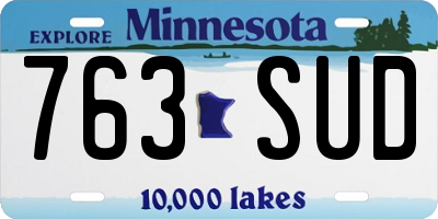 MN license plate 763SUD