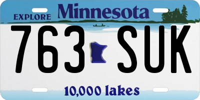 MN license plate 763SUK