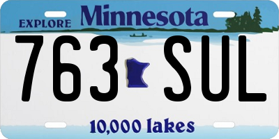 MN license plate 763SUL