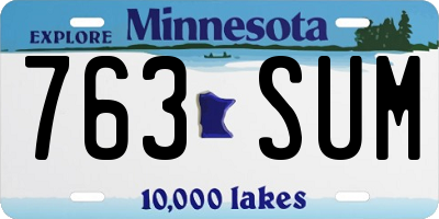MN license plate 763SUM