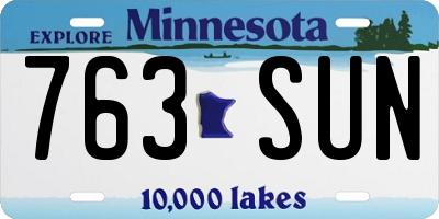 MN license plate 763SUN