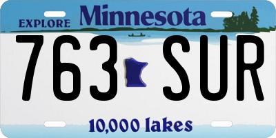 MN license plate 763SUR