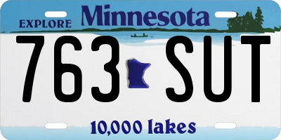 MN license plate 763SUT