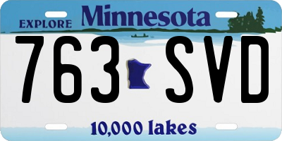 MN license plate 763SVD
