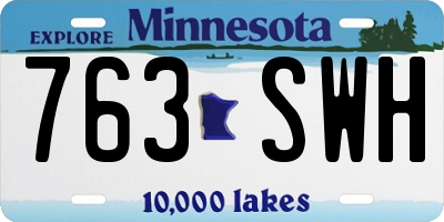 MN license plate 763SWH