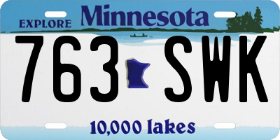 MN license plate 763SWK