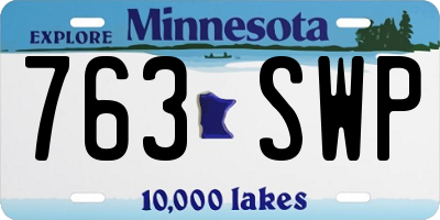 MN license plate 763SWP