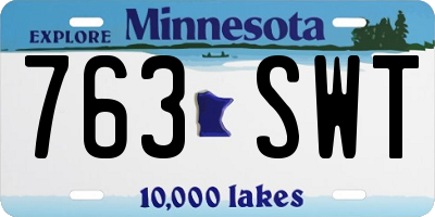 MN license plate 763SWT