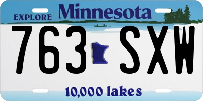 MN license plate 763SXW