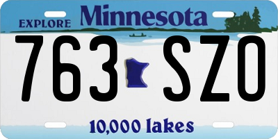 MN license plate 763SZO