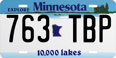 MN license plate 763TBP