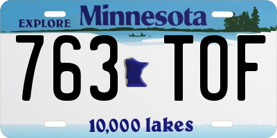 MN license plate 763TOF