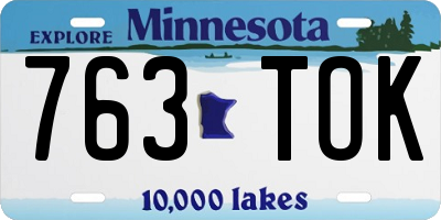 MN license plate 763TOK