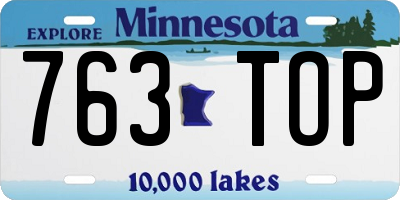 MN license plate 763TOP
