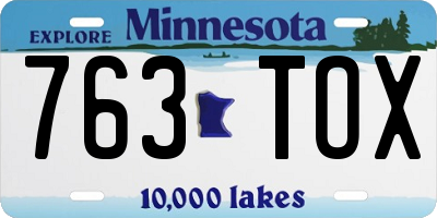 MN license plate 763TOX