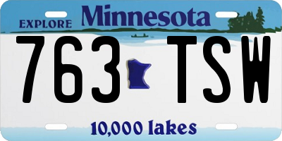 MN license plate 763TSW