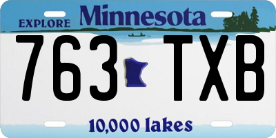 MN license plate 763TXB