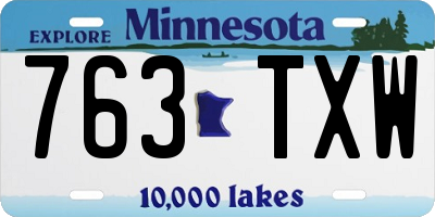 MN license plate 763TXW