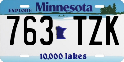 MN license plate 763TZK