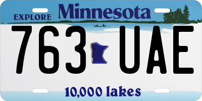 MN license plate 763UAE