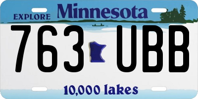 MN license plate 763UBB