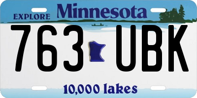 MN license plate 763UBK