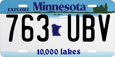 MN license plate 763UBV