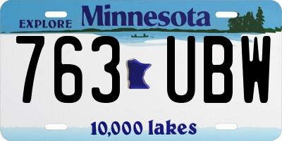 MN license plate 763UBW