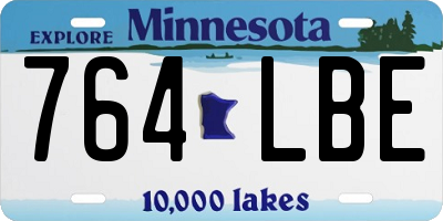 MN license plate 764LBE