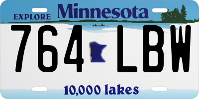 MN license plate 764LBW