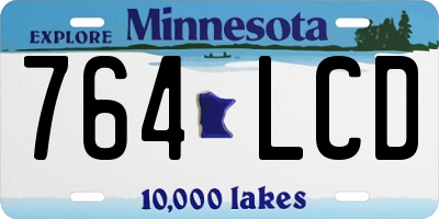 MN license plate 764LCD